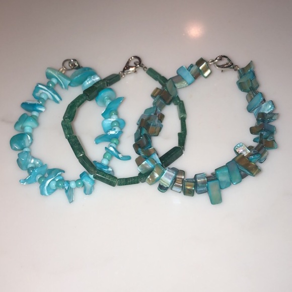 Handmade Jewelry - Set of three stone handcrafted bracelets